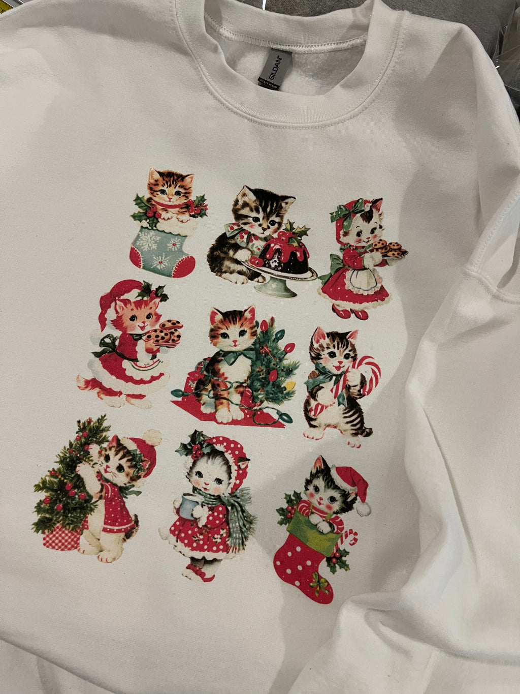 Vintage Christmas Kitties Sweatshirt