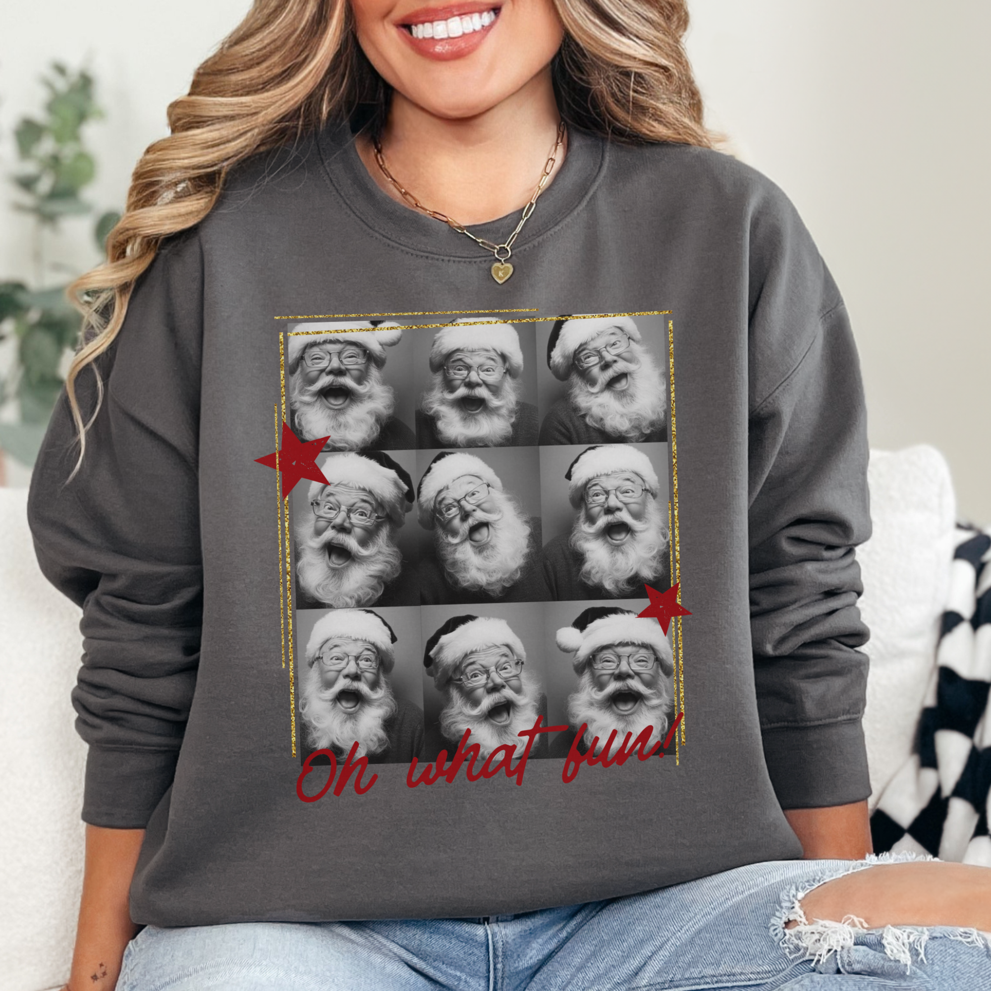 Santa Selfie Polaroid Candid Photoshoot | Oh What Fun | Unisex | Charcoal