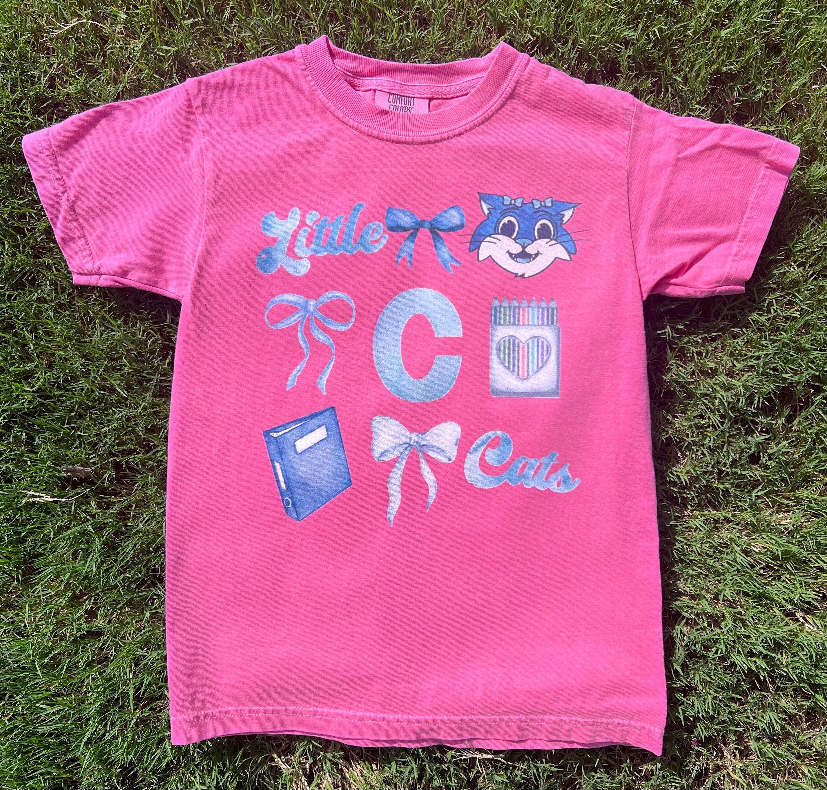 Watercolor Little Cats Bow Shirt: School Mascot Comfort Colors Tee