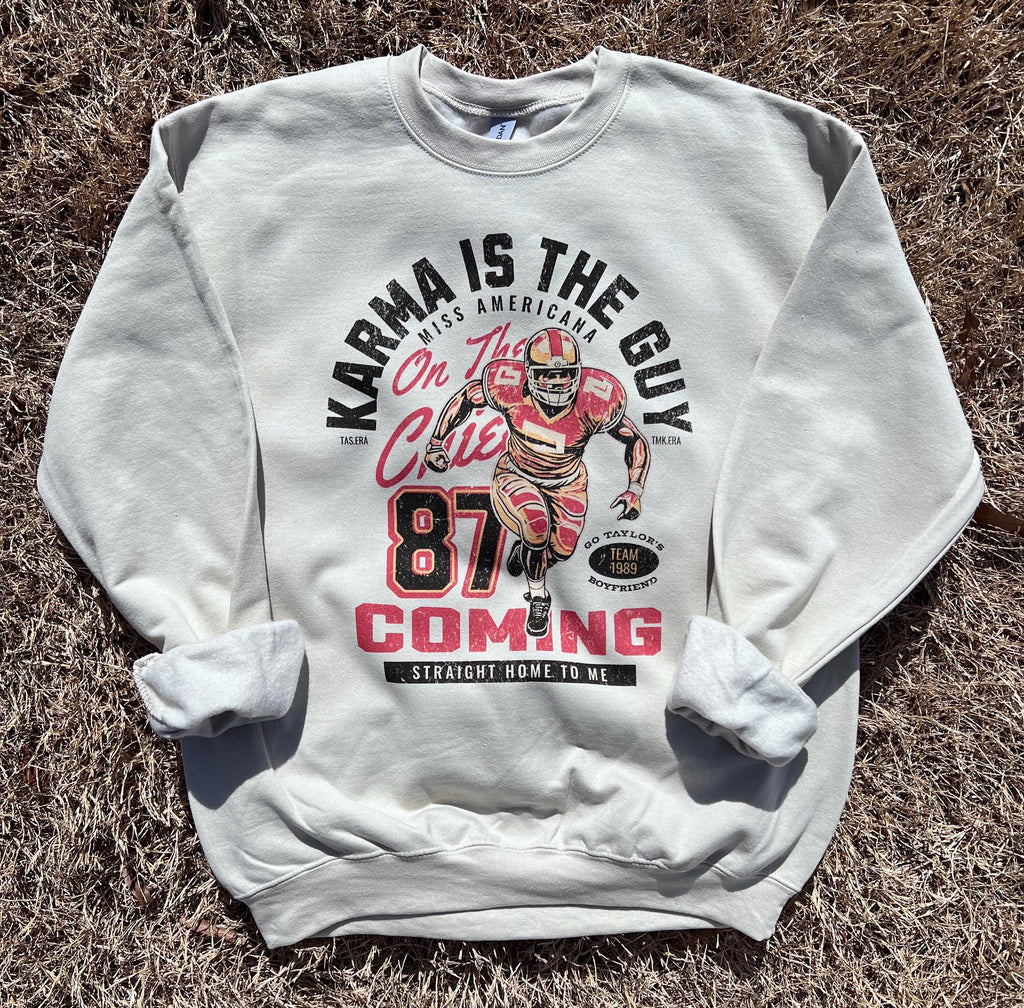 Karma is the Guy on the Chiefs || Unisex Printed Crew Sweatshirt