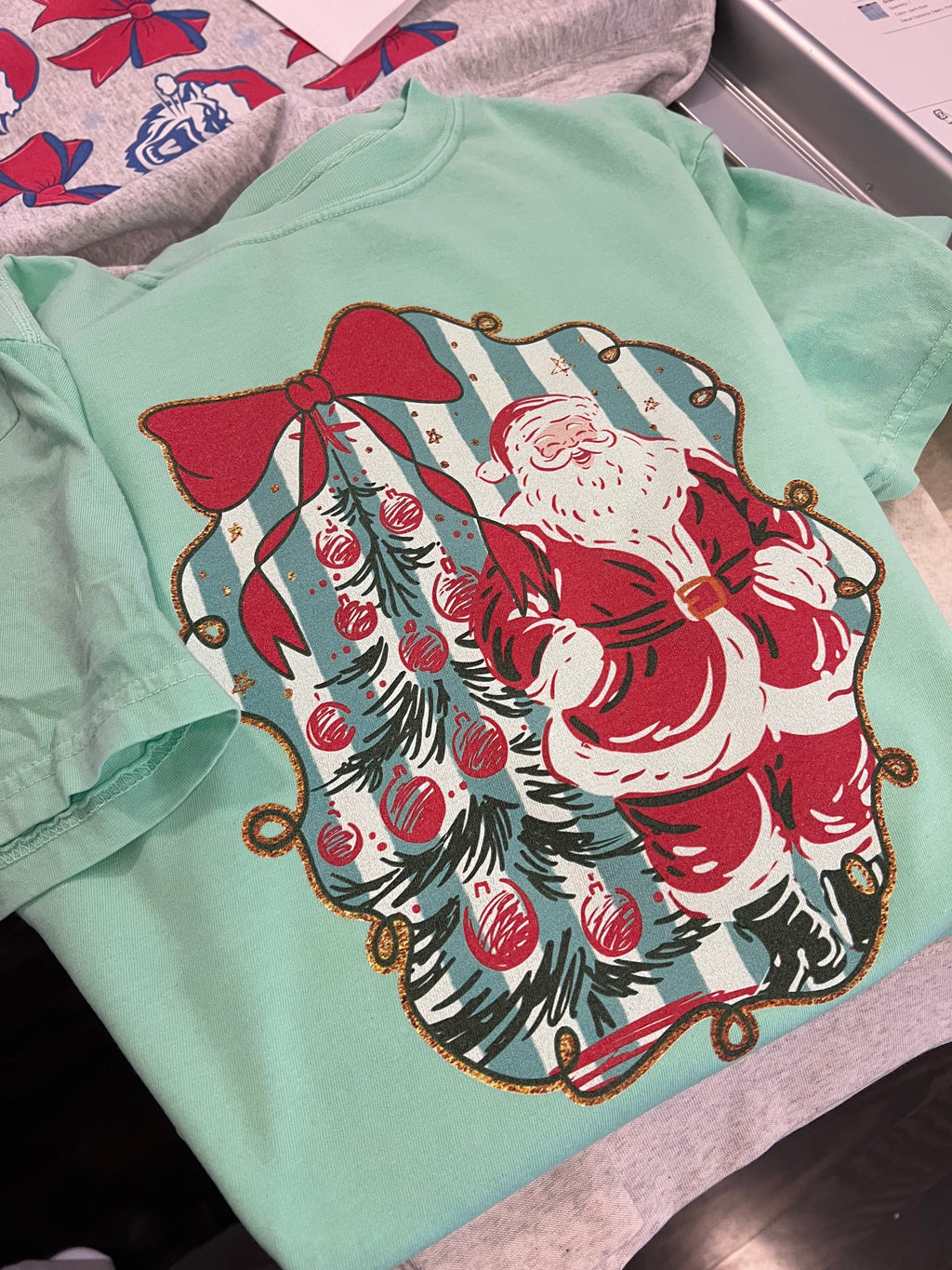 Preppy Retro Santa Printed Shirt