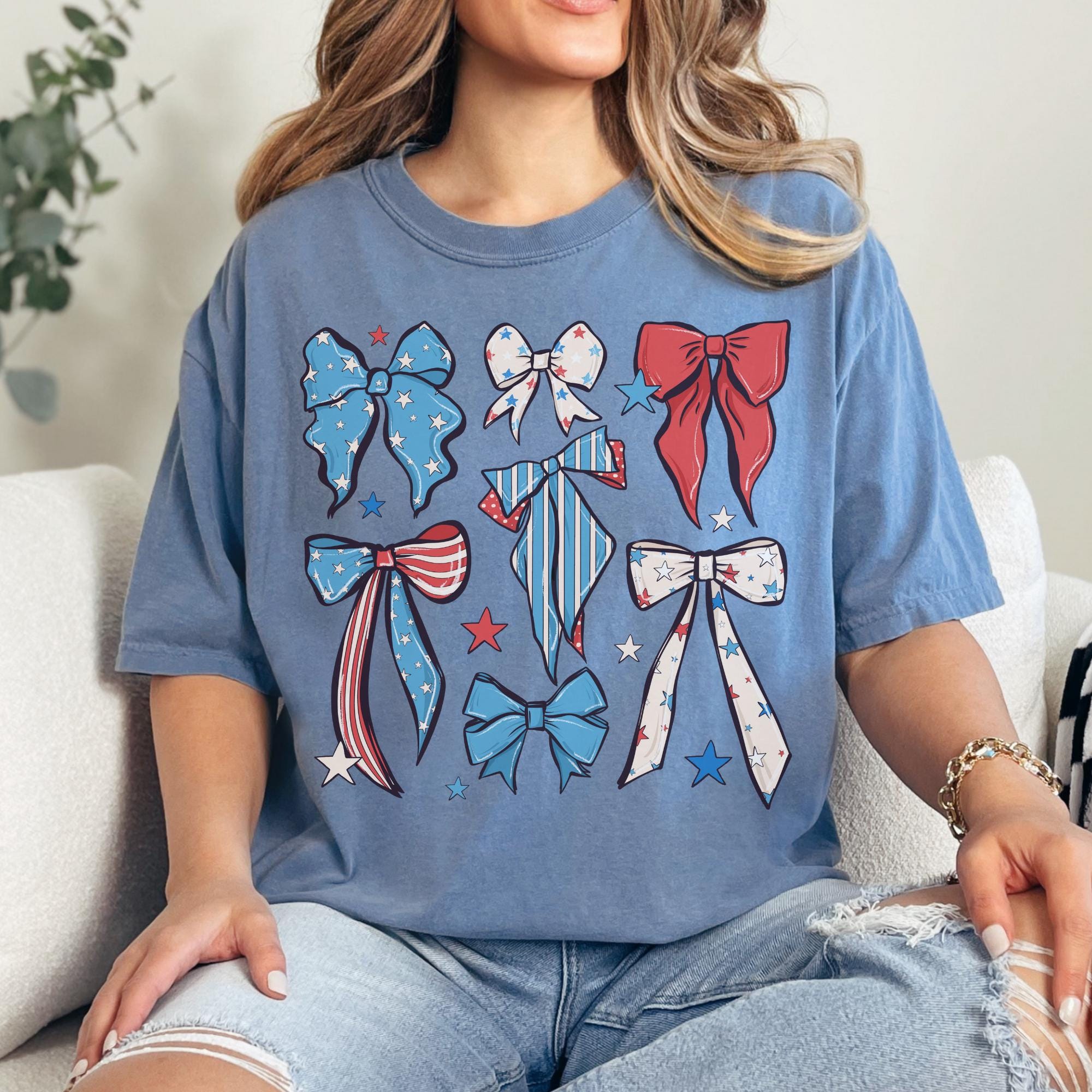 Patriotic Coquette Bow Shirt | Youth and Adult | Independence Day | Unisex tee