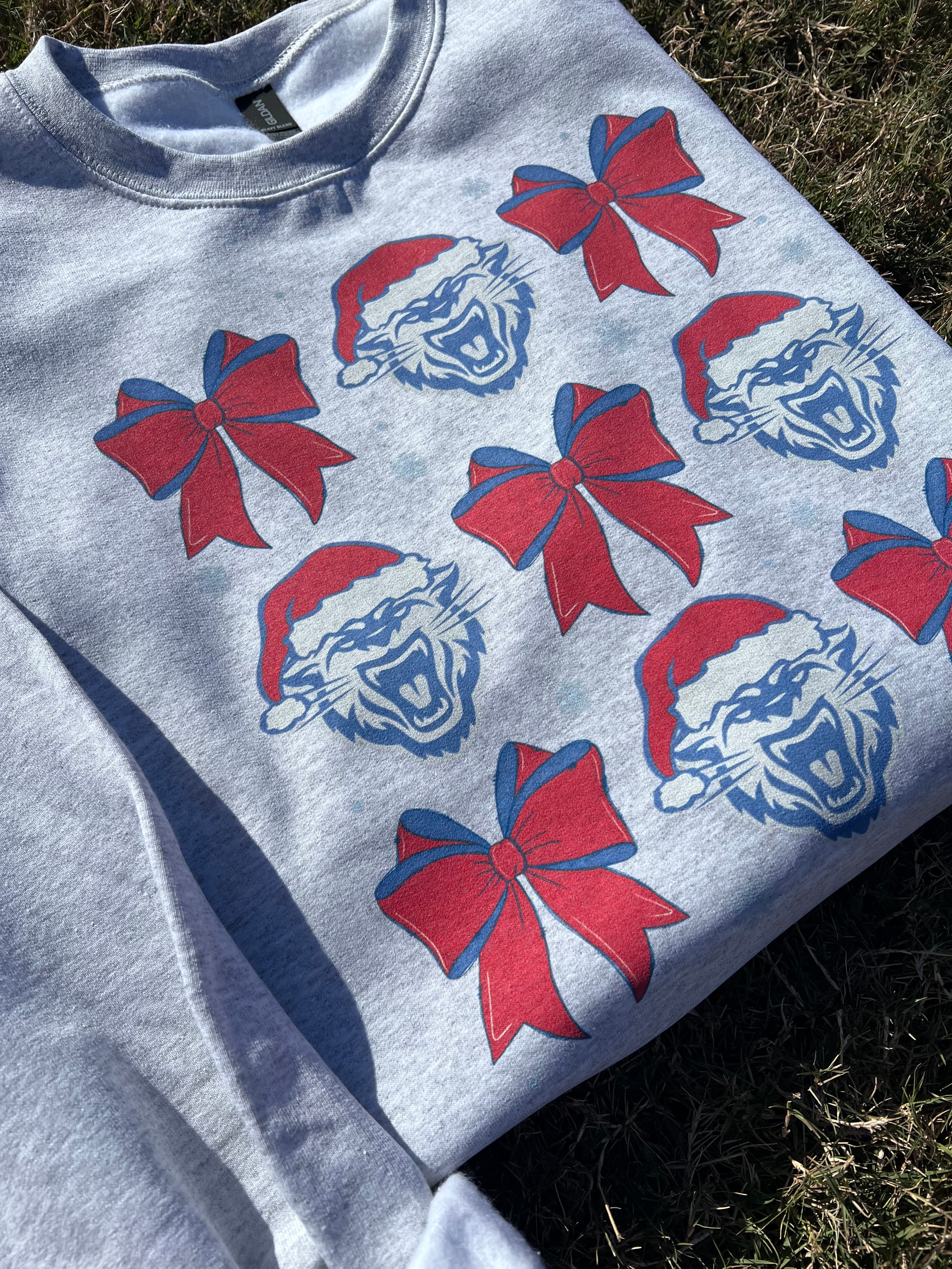 Printed Festive Wampus Cat Sweatshirt, Ash