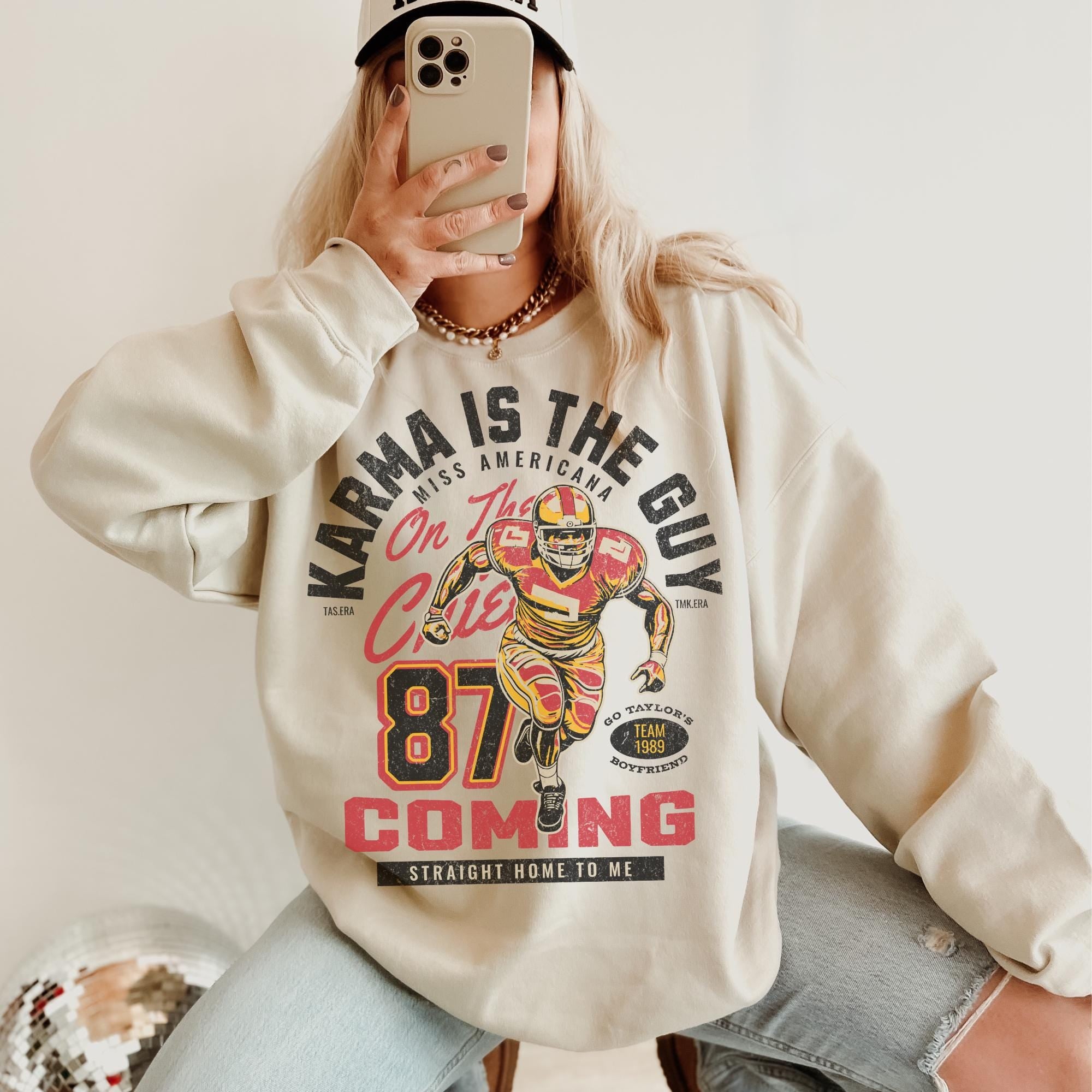 Karma is the Guy on the Chiefs || Unisex Printed Crew Sweatshirt