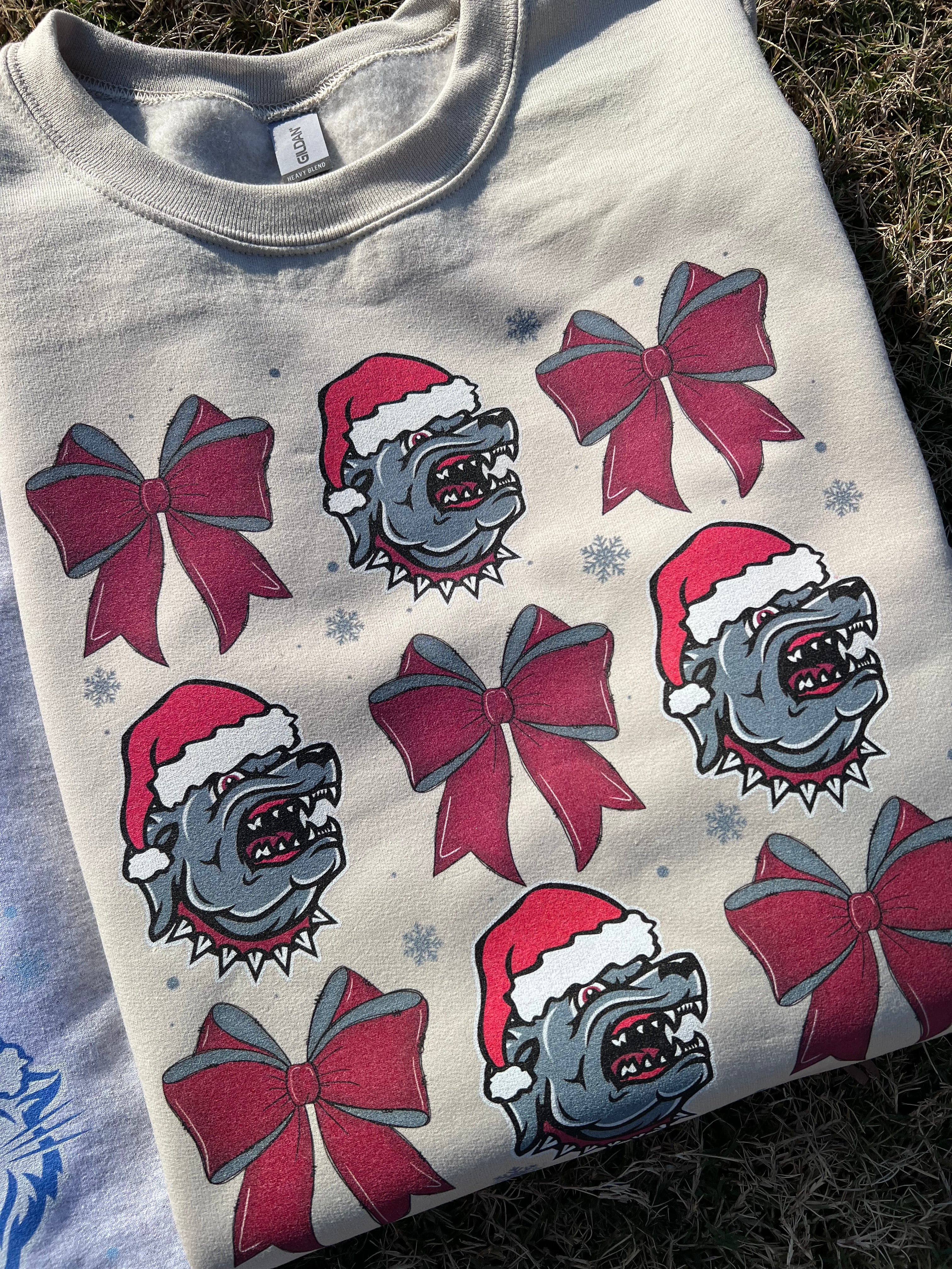 Festive Santa Dog Printed Sweatshirt, Sand