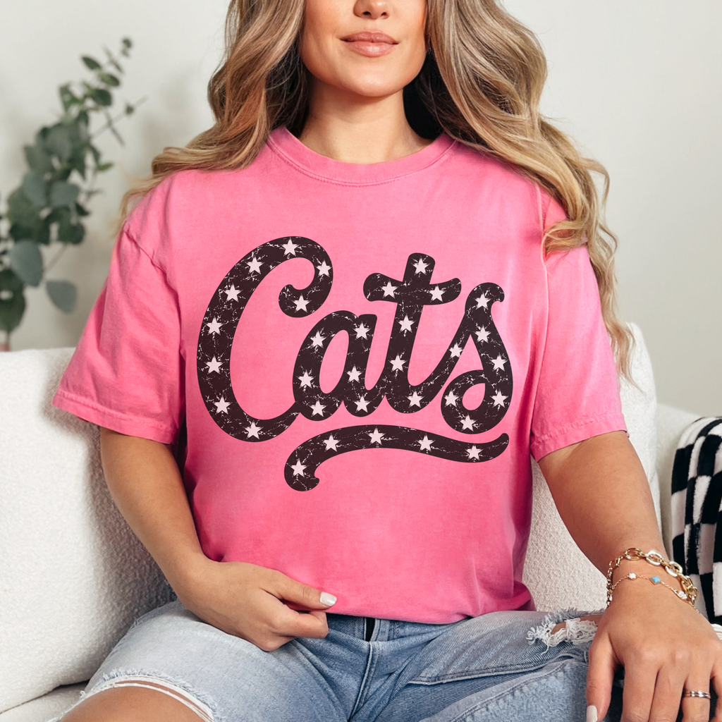 Cats Mascot with Stars Printed Shirt