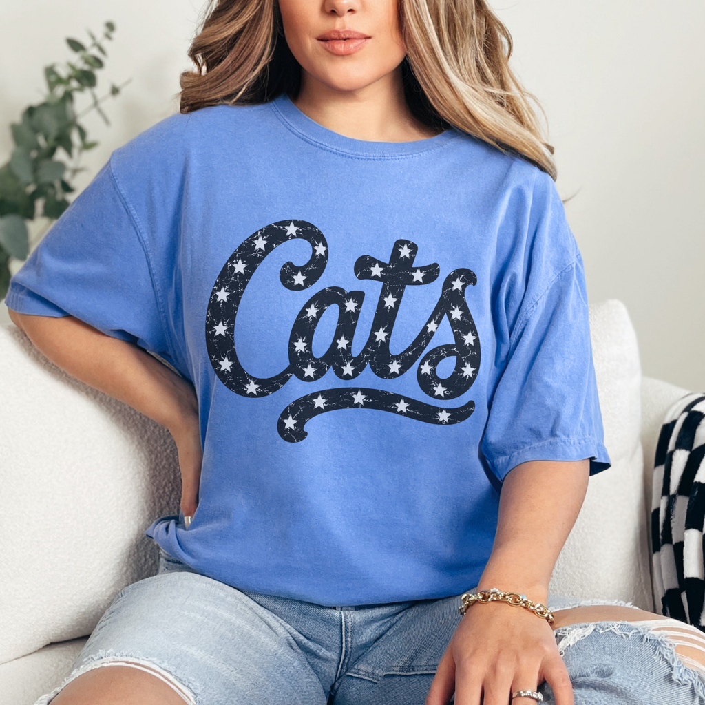 Cats Mascot with Stars Printed Shirt
