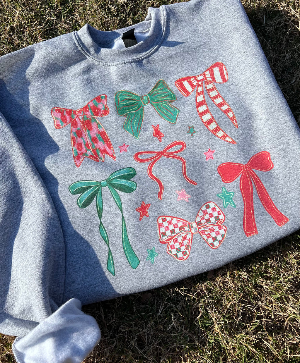 Preppy Pink Christmas Coquette Bow Sweatshirt || Youth and Adult