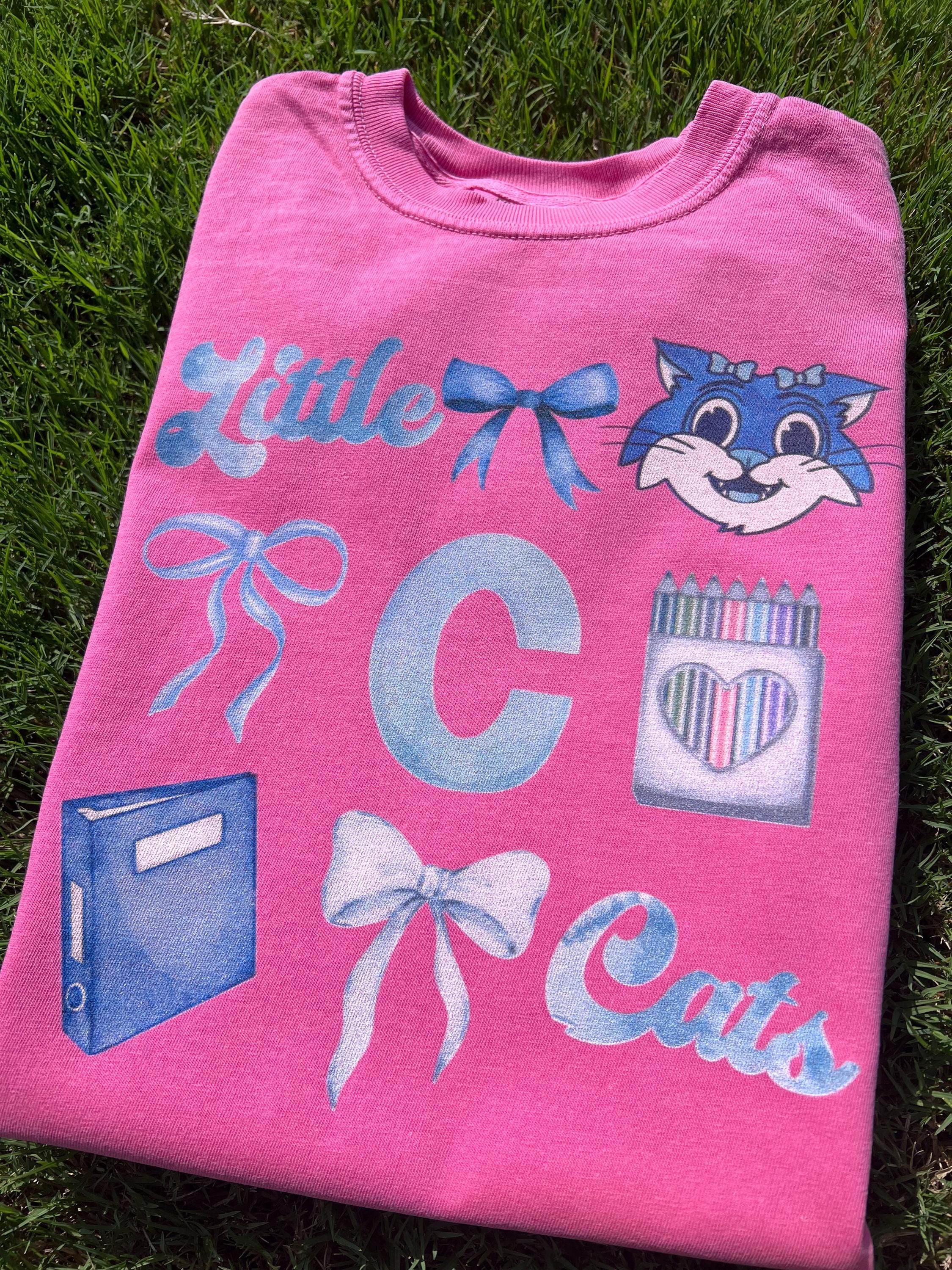 Watercolor Little Cats Bow Shirt: School Mascot Comfort Colors Tee